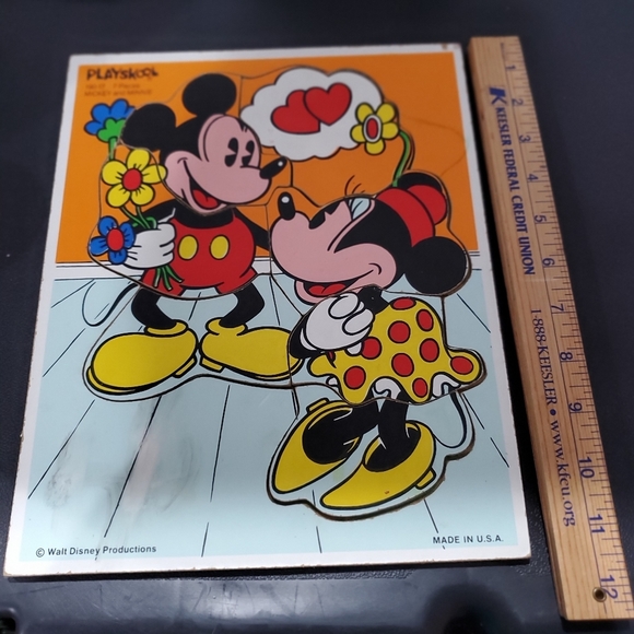 Vintage Walt Disney Playskool Mickey Minnie Wood Child’s Puzzle MADE USA - Picture 7 of 9